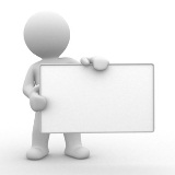 Ein "Männchen" hält ein weißes leeres Board.als Symbol für "hier Informationen" _von Userfriend Usability Agentur, auf userfriend.de